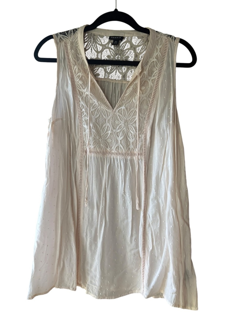 Torrid Swiss Dot Crochet Inset Sleeveless Blouse